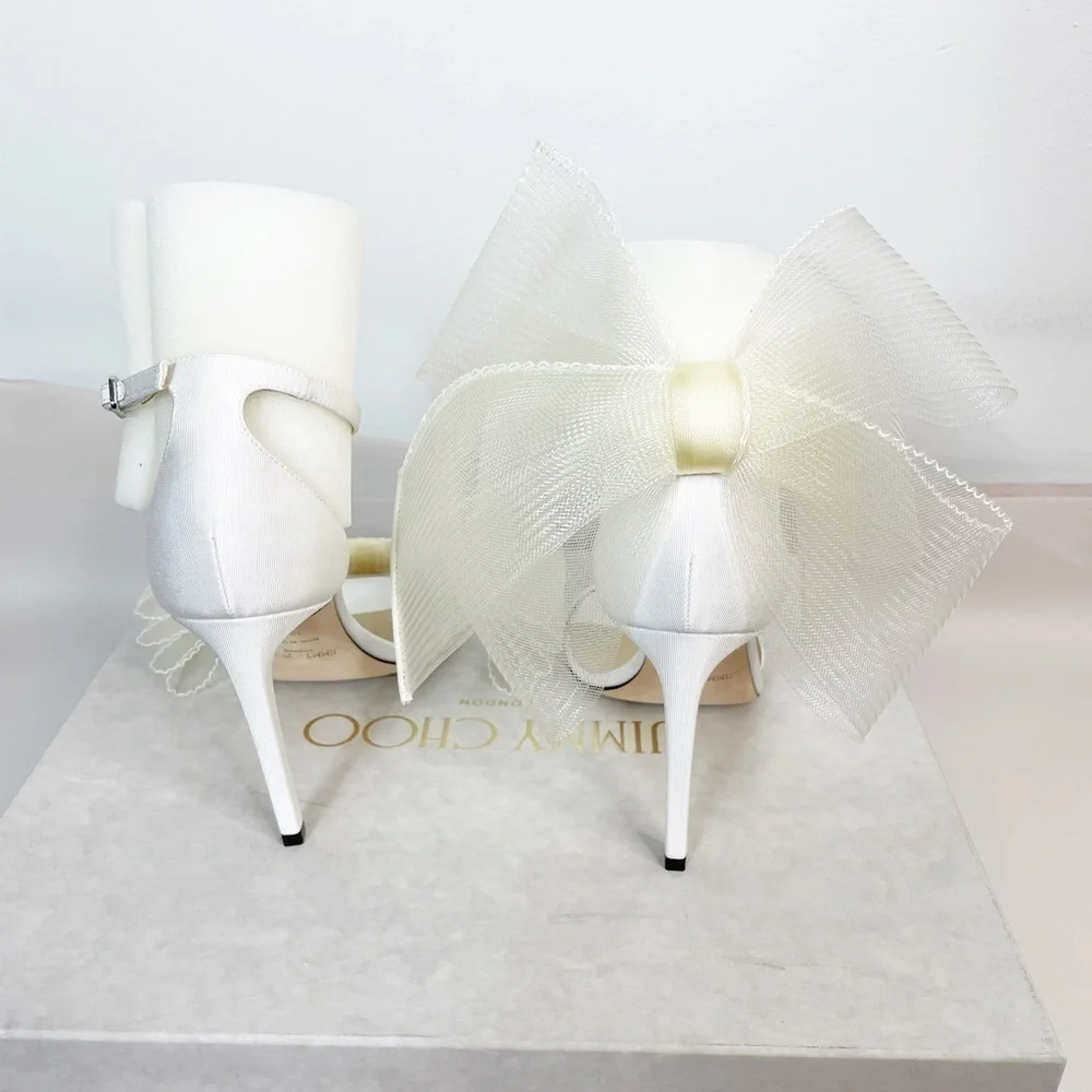 Jimmy Choo Aveline 100MM Tulle Bow Heels